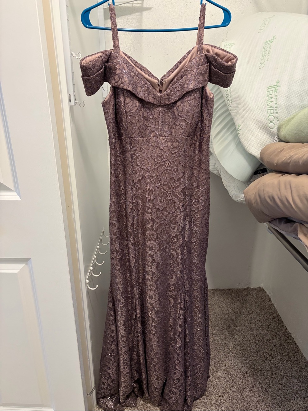 R&M Richards Lace Evening Dress — Dusty Mauve